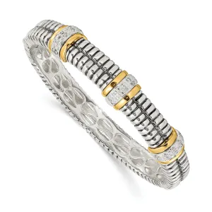 Sterling Silver Gold Diamond Bangle Bracelet