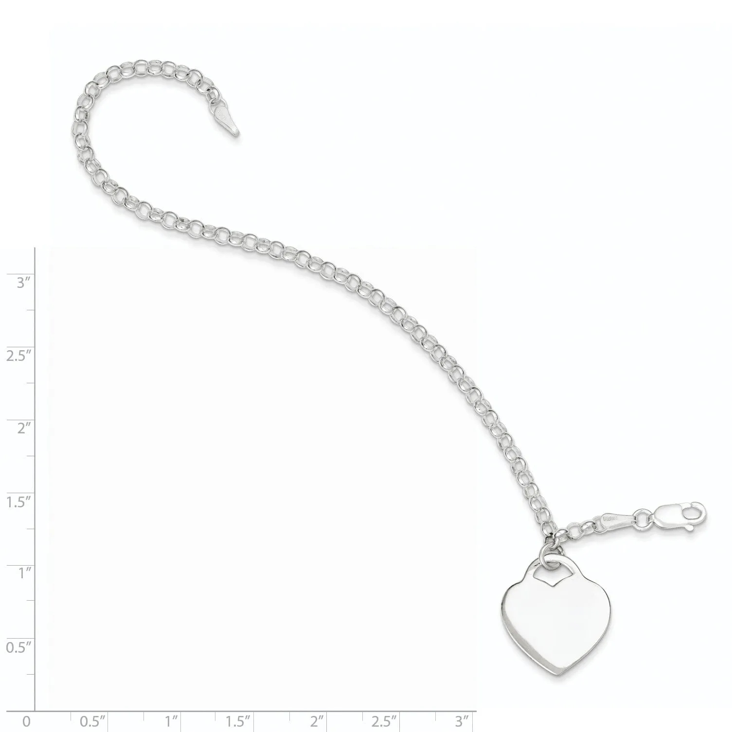 Sterling Silver Heart Charm Bracelet