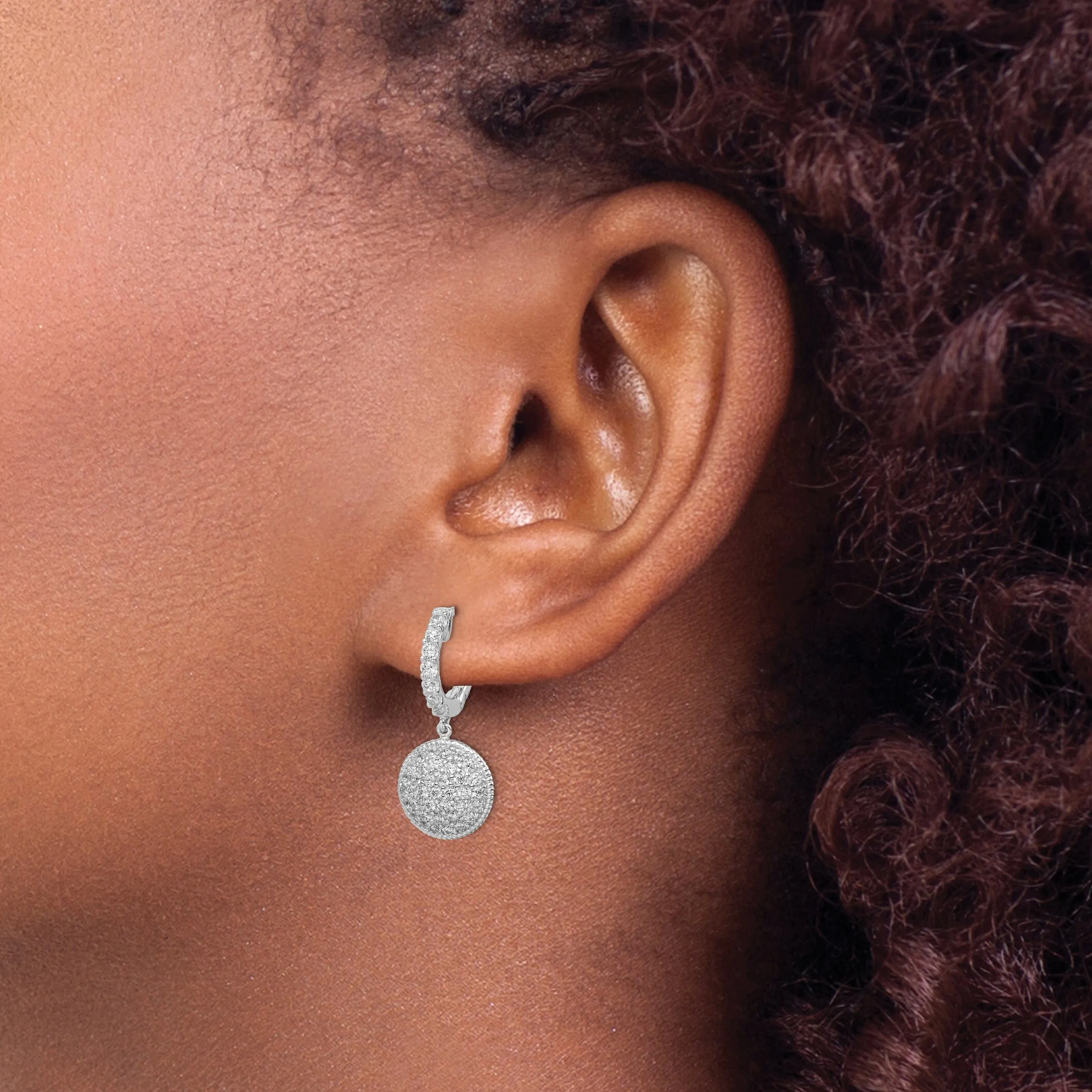 Sterling Silver Hoop Flower Earrings