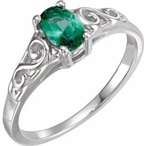 Sterling Silver May Youth Imitation Birthstone Ring