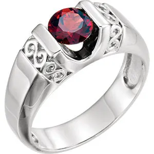 Sterling Silver Men's Mozambique Garnet Ring