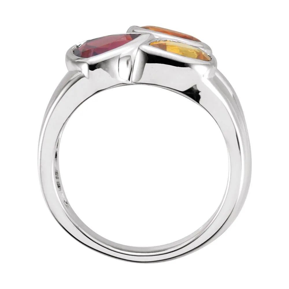 Sterling Silver Mozambique Garnet, Madeira Citrine, & Citrine Ring Size 6