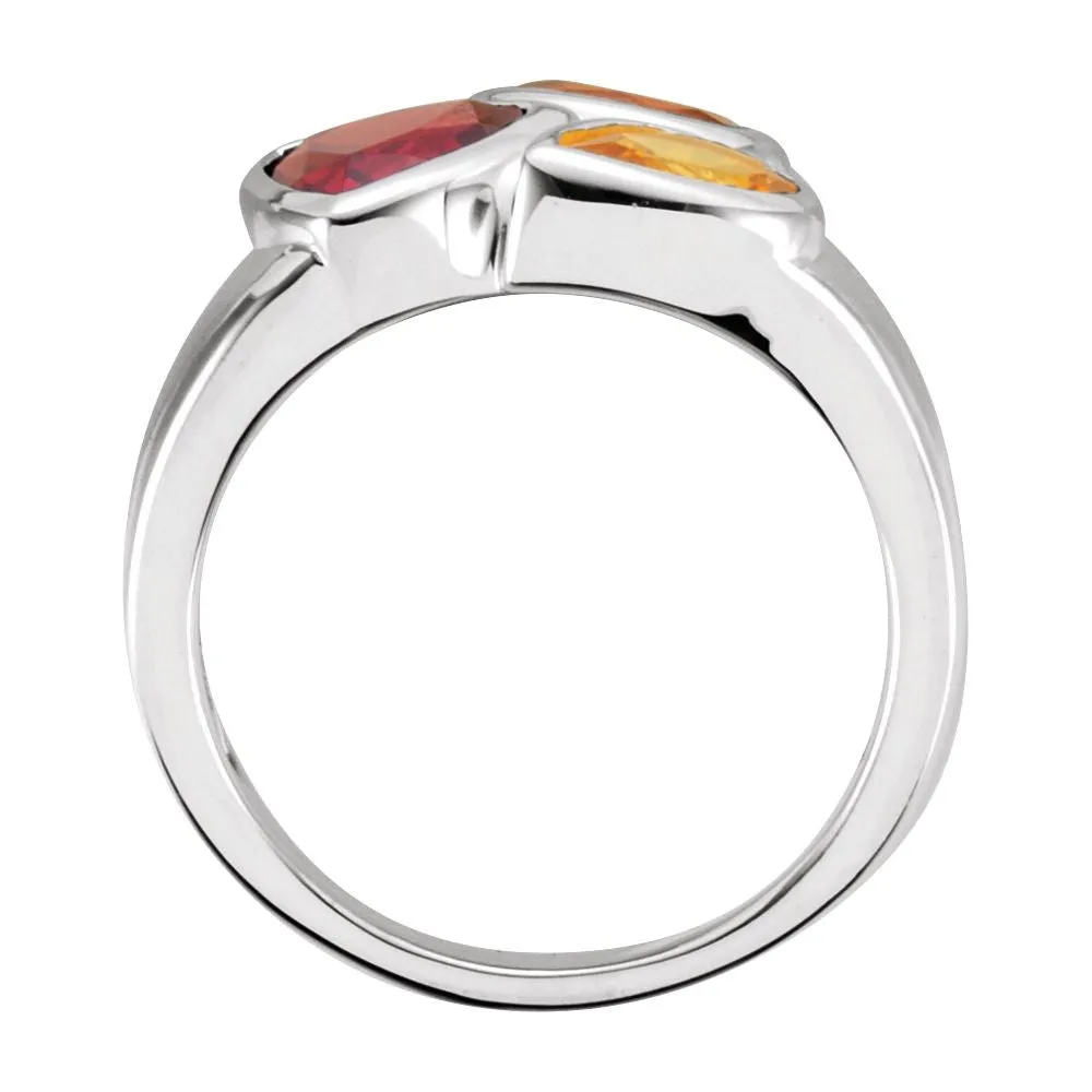 Sterling Silver Mozambique Garnet, Madeira Citrine, & Citrine Ring Size 8