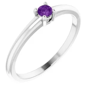 Sterling Silver Natural Amethyst Ring