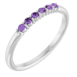Sterling Silver Natural Amethyst Stackable Ring