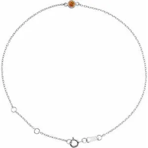 Sterling Silver Natural Citrine Bezel-Set Solitaire 6 1/2-7 1/2" Bracelet