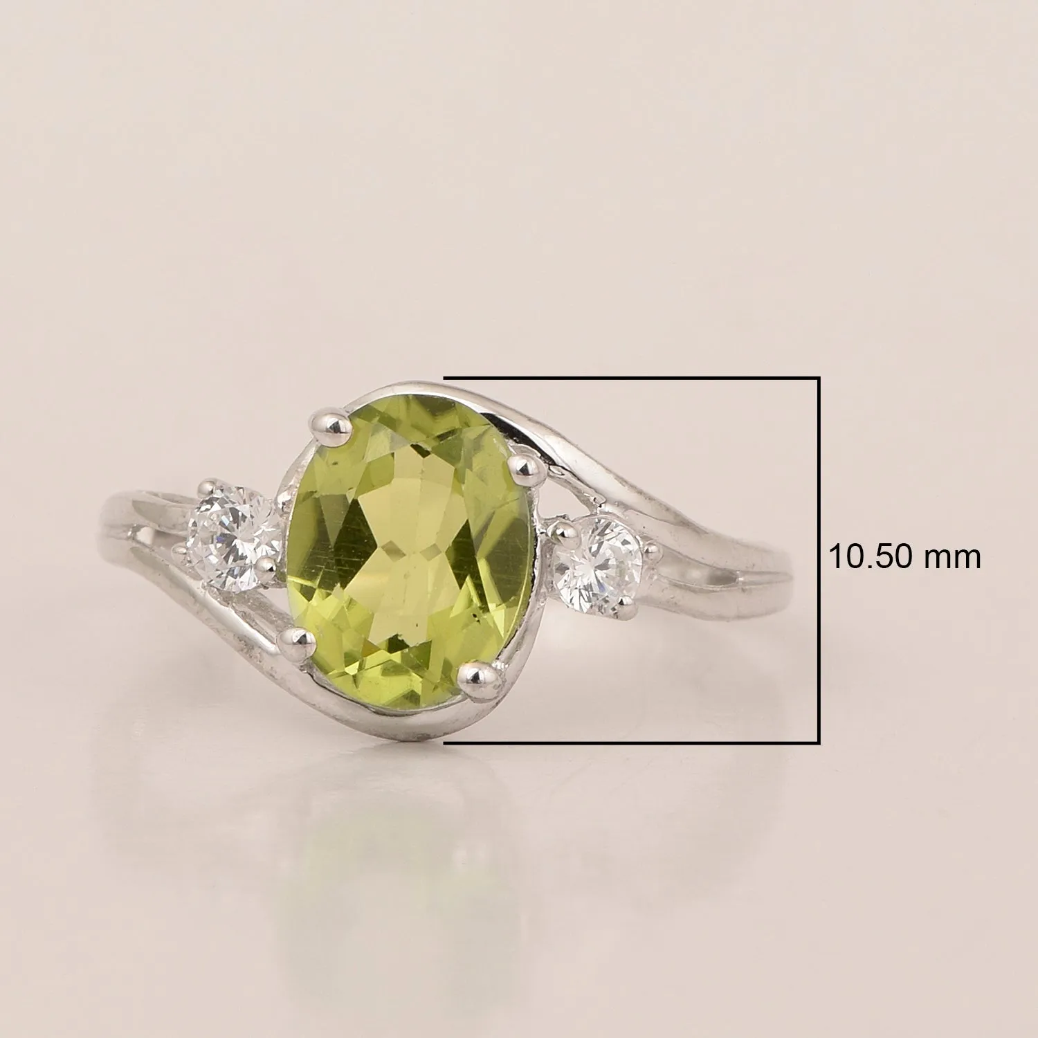 Sterling Silver Oval 2.25 Ctw Peridot with White Topaz Accent Women Rings