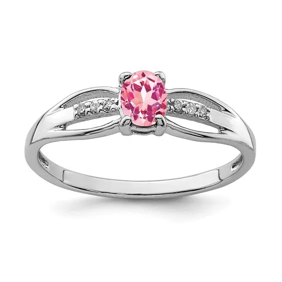 Sterling Silver Oval Gemstone and Diamond Rings