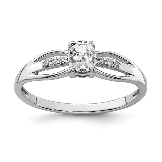 Sterling Silver Oval Gemstone and Diamond Rings