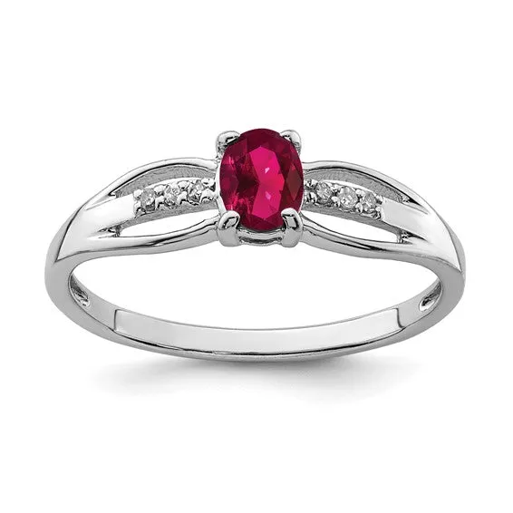 Sterling Silver Oval Gemstone and Diamond Rings