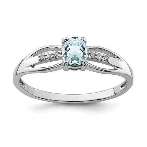 Sterling Silver Oval Gemstone and Diamond Rings