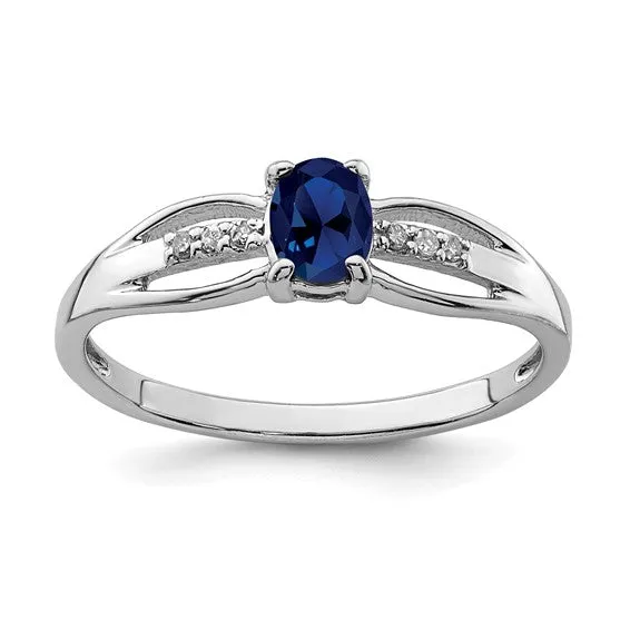Sterling Silver Oval Gemstone and Diamond Rings