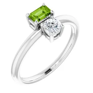 Sterling Silver Peridot & White Sapphire Ring