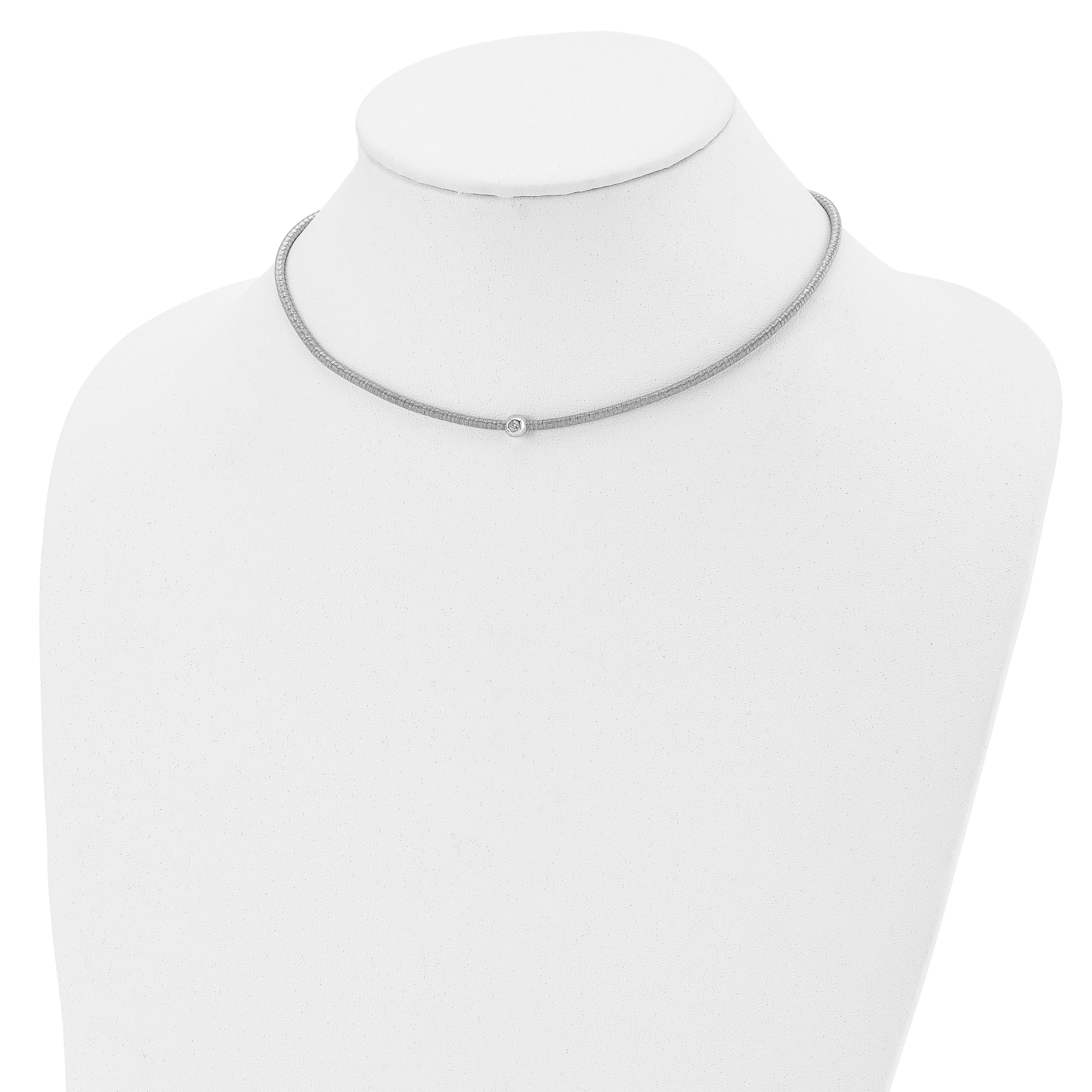 Sterling Silver Polished C.Z Necklace