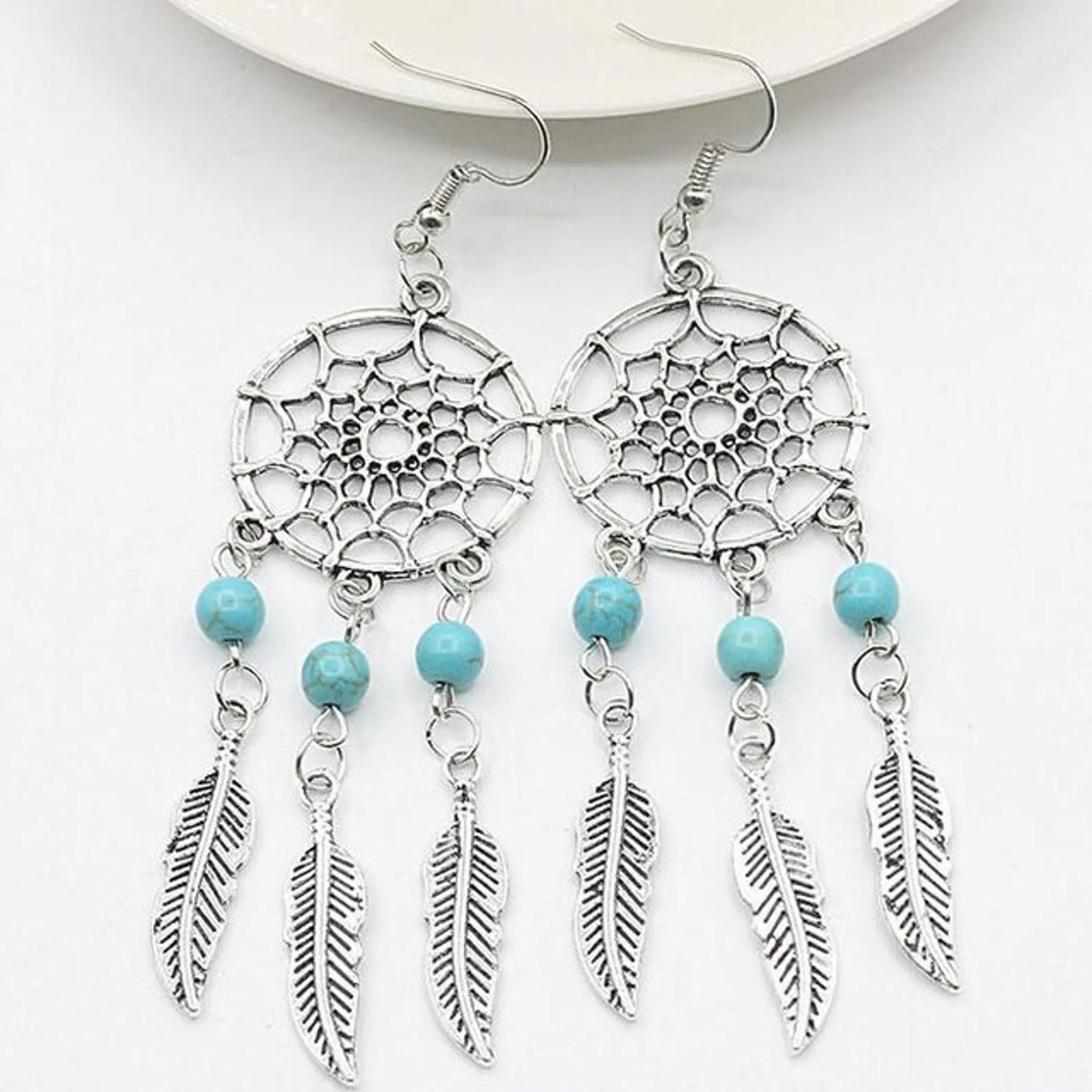 Sterling Silver Raw Amethyst Dream Catcher drop Earrings. Dream catcher dangle earrings