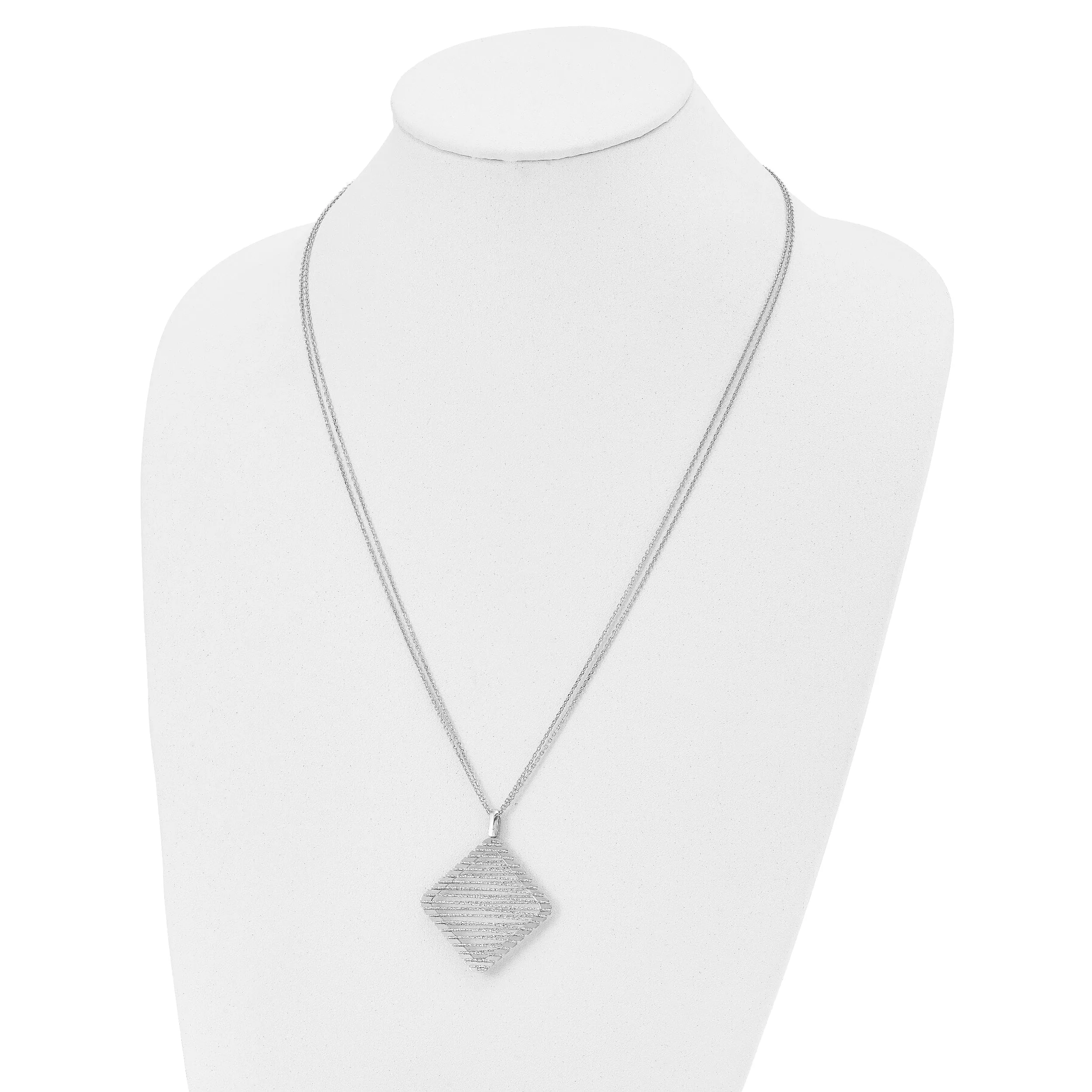 Sterling Silver Rhodium-plated C.Z Necklace