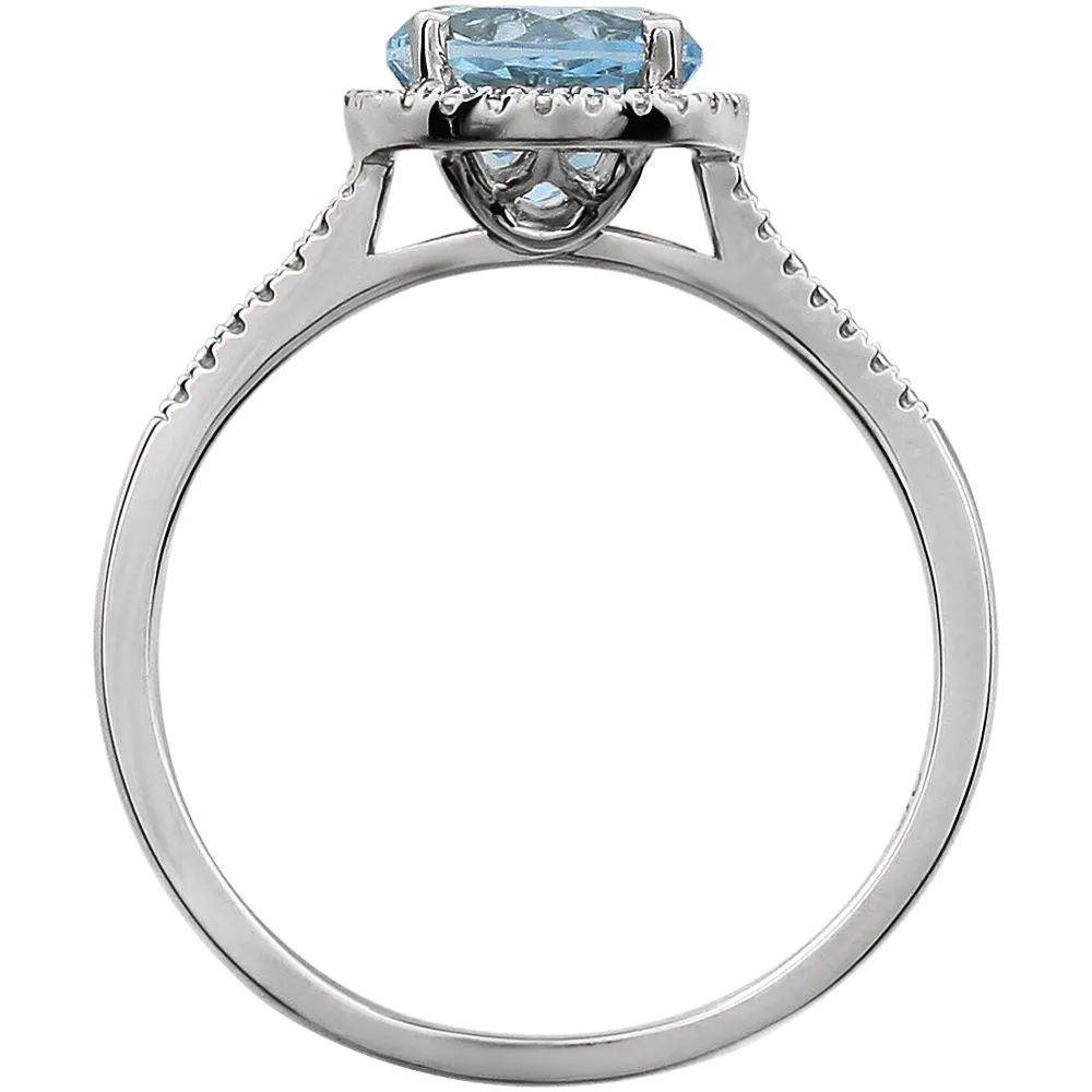 Sterling Silver Sky Blue Topaz & .01 CTW Diamond Ring