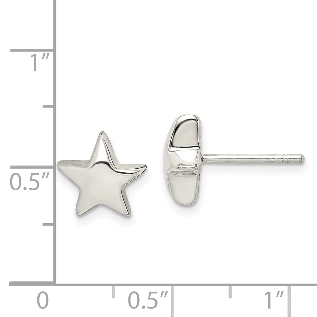 Sterling Silver Star Design Post Earrings