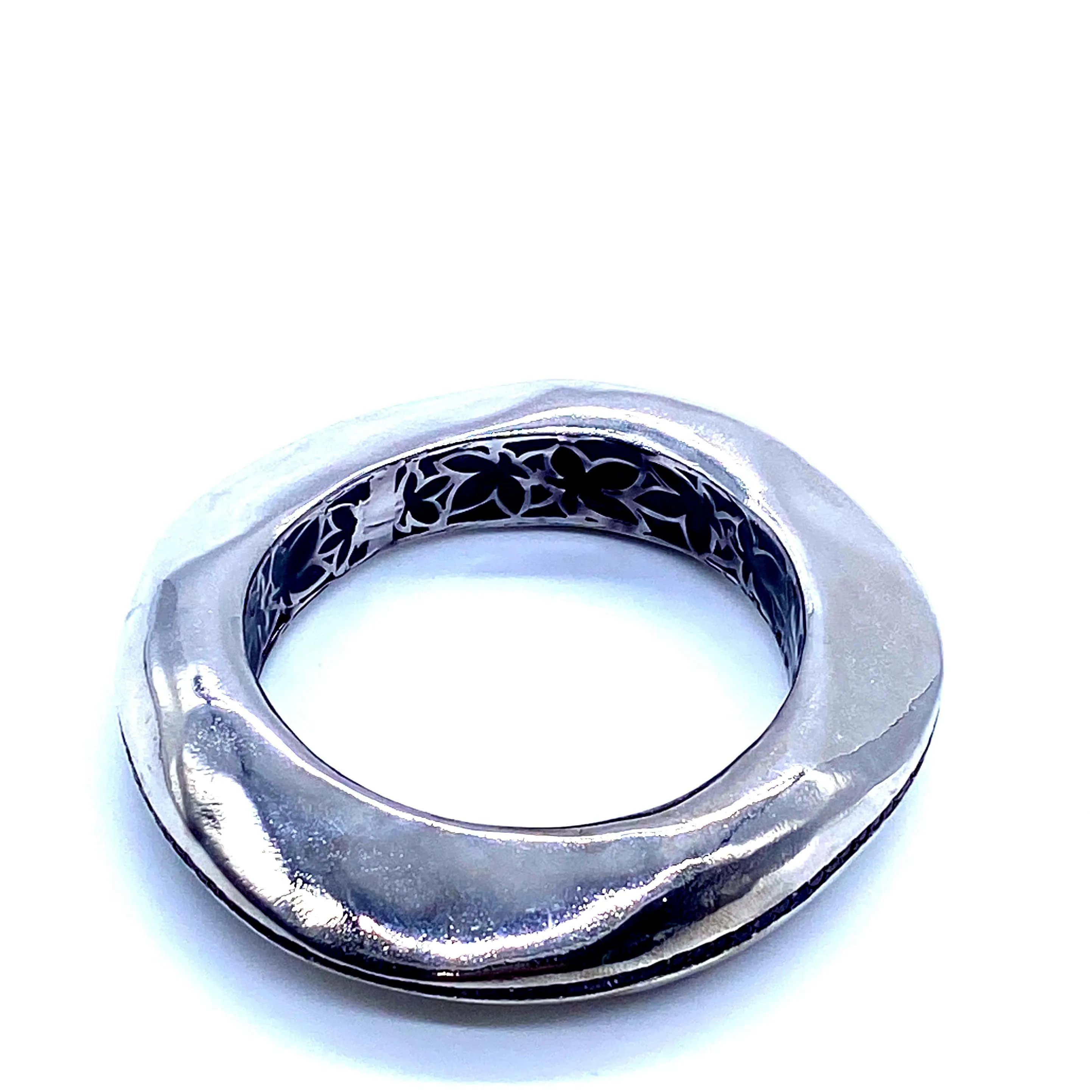 Sterling Silver Tribal iolite Wave Bangle 20mm Thick