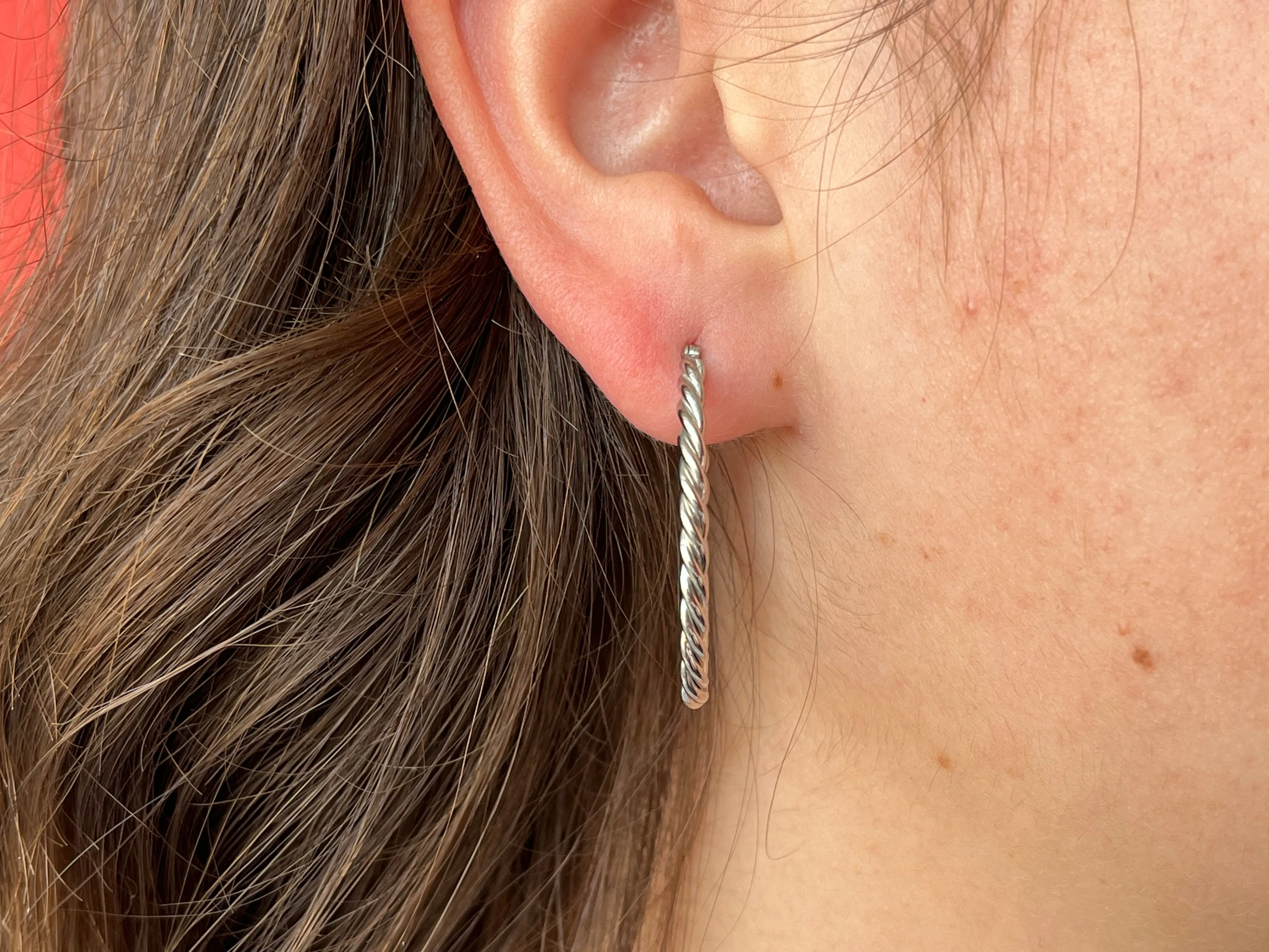 Sterling Silver Twisted Oval Hoops