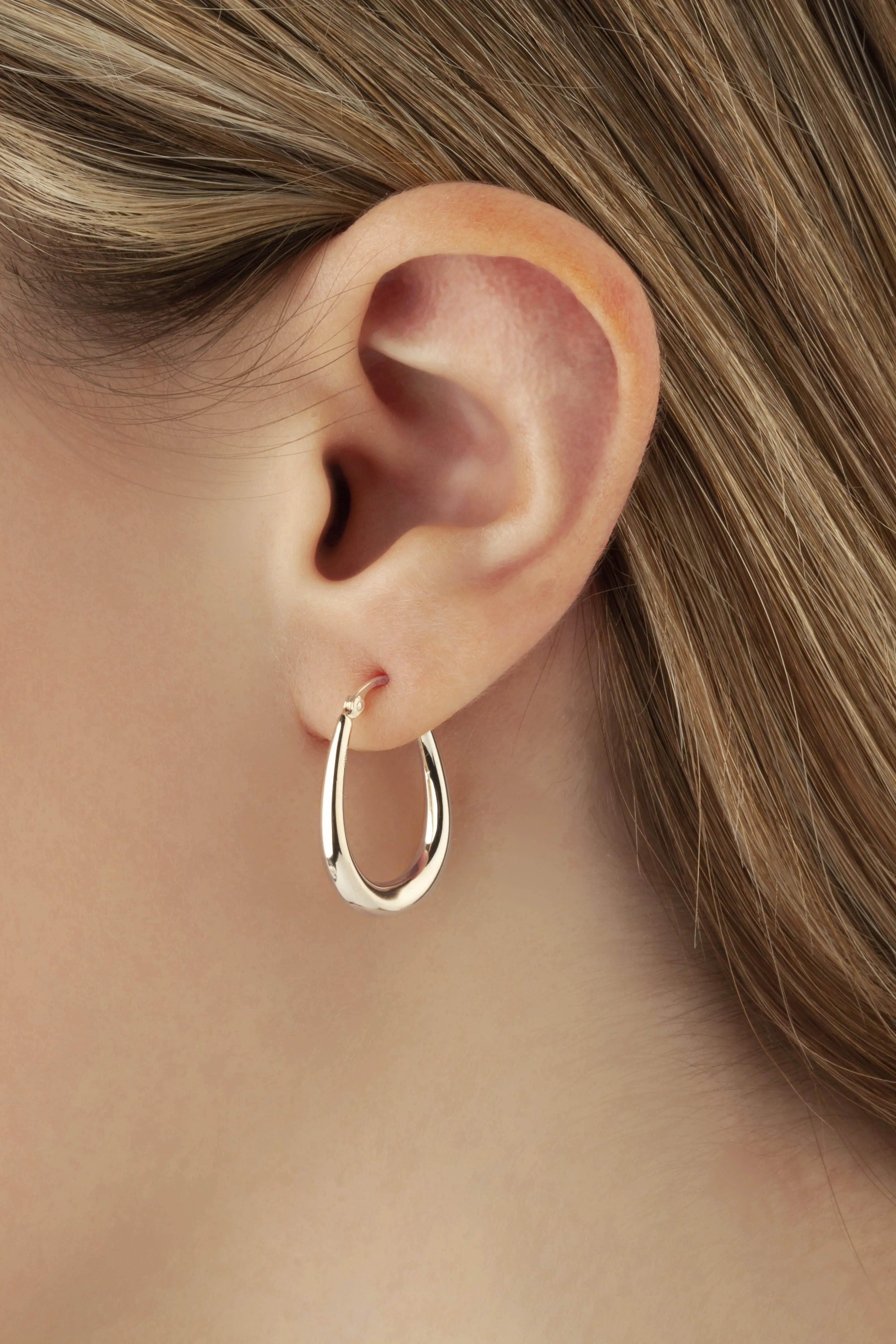 Sterling Silver U Shape Hoop S/D Earrings