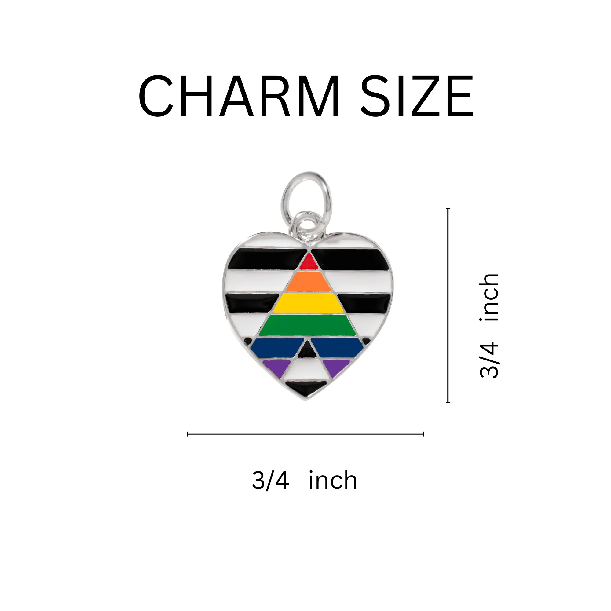 Straight Ally Flag Heart Charm Partial Beaded Bracelets (12 Bracelets)