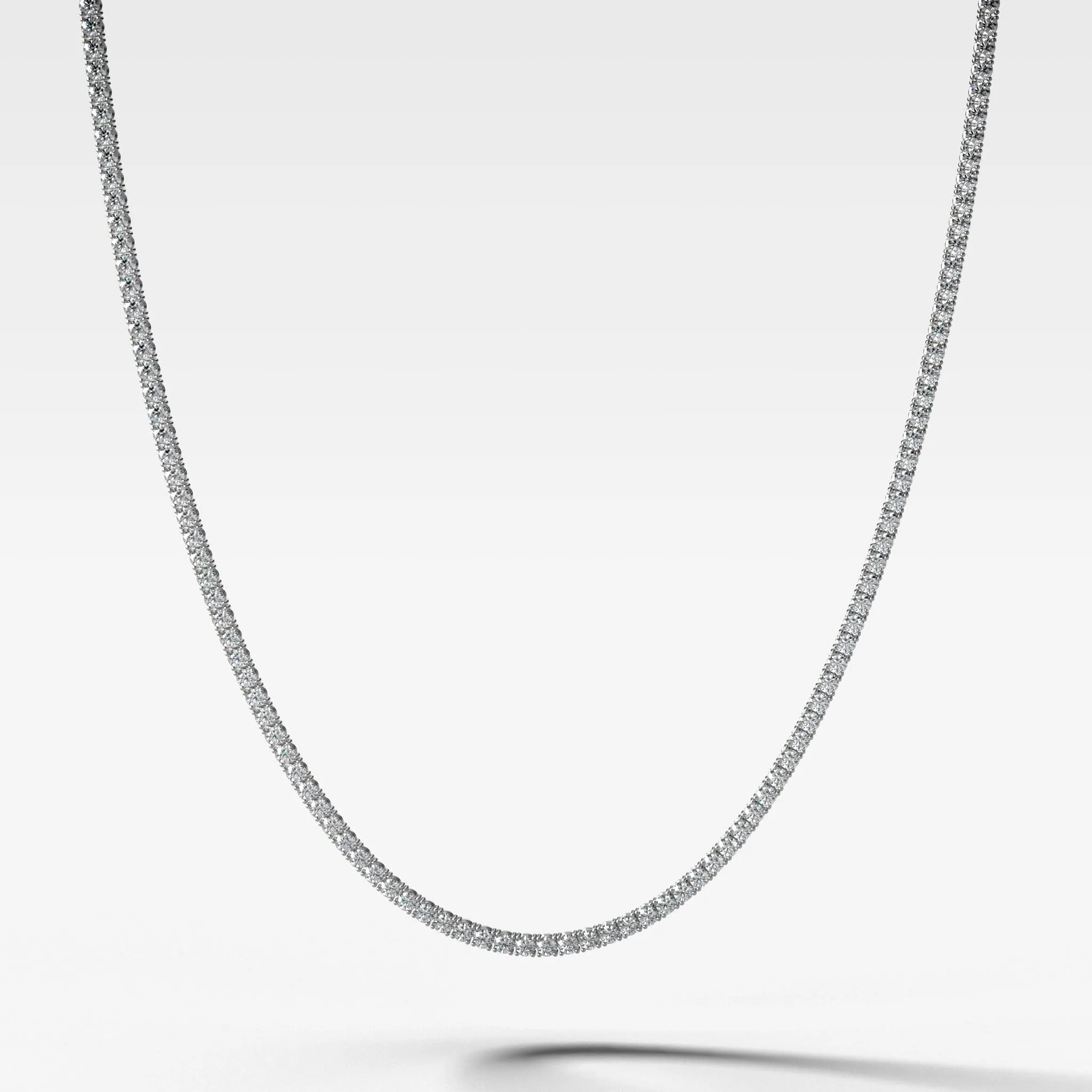 Straight Line Diamond Tennis Necklace 16in (5CTW-13.8CTW)