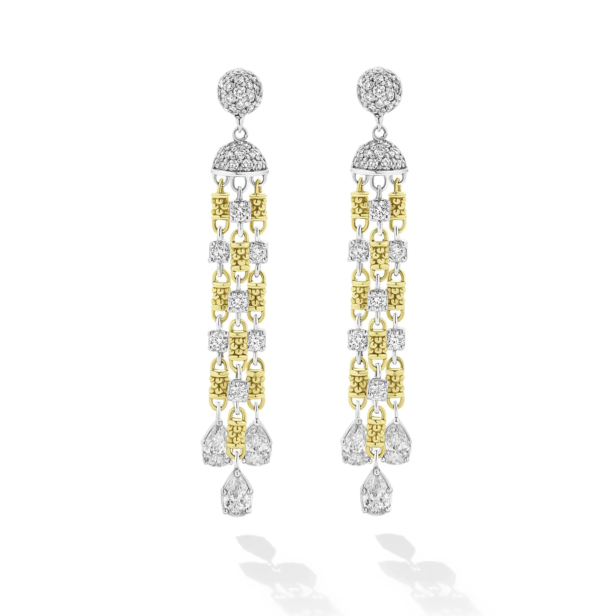 Studio 18K Gold 3-Strand Diamond Chandelier Earrings