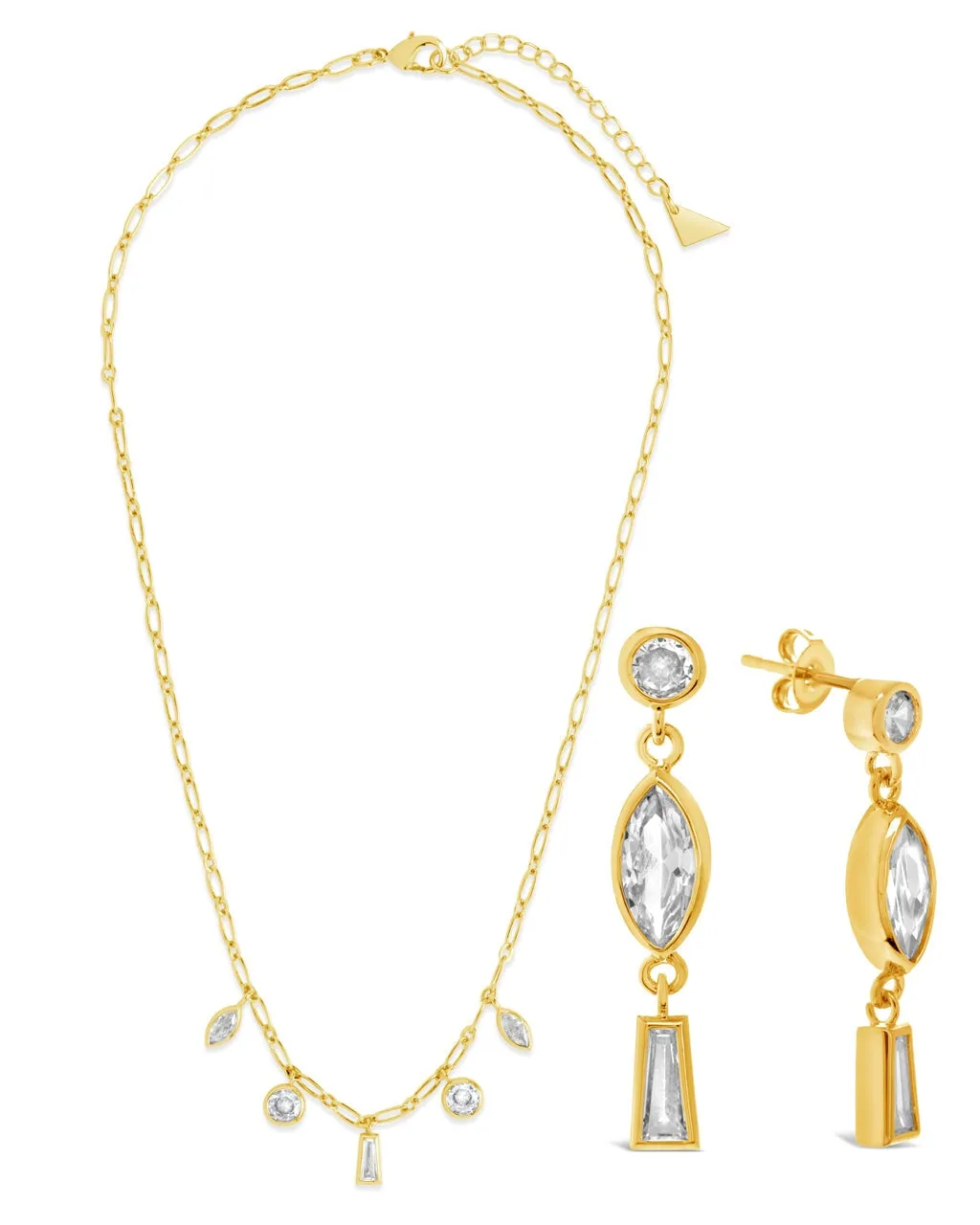 Suvi CZ Drop Earrings and Charm Necklace Set