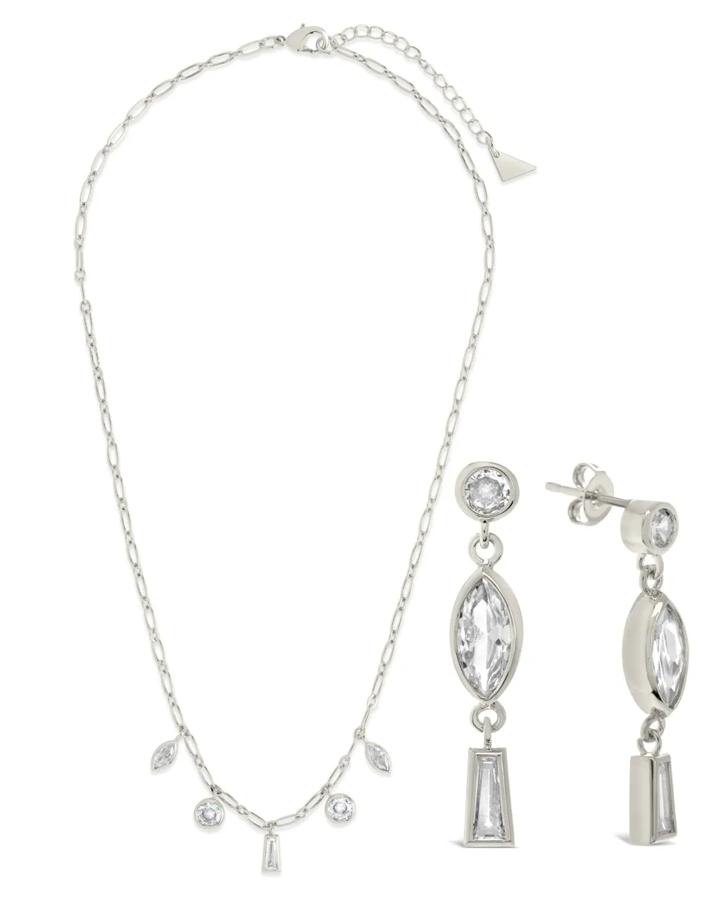 Suvi CZ Drop Earrings and Charm Necklace Set