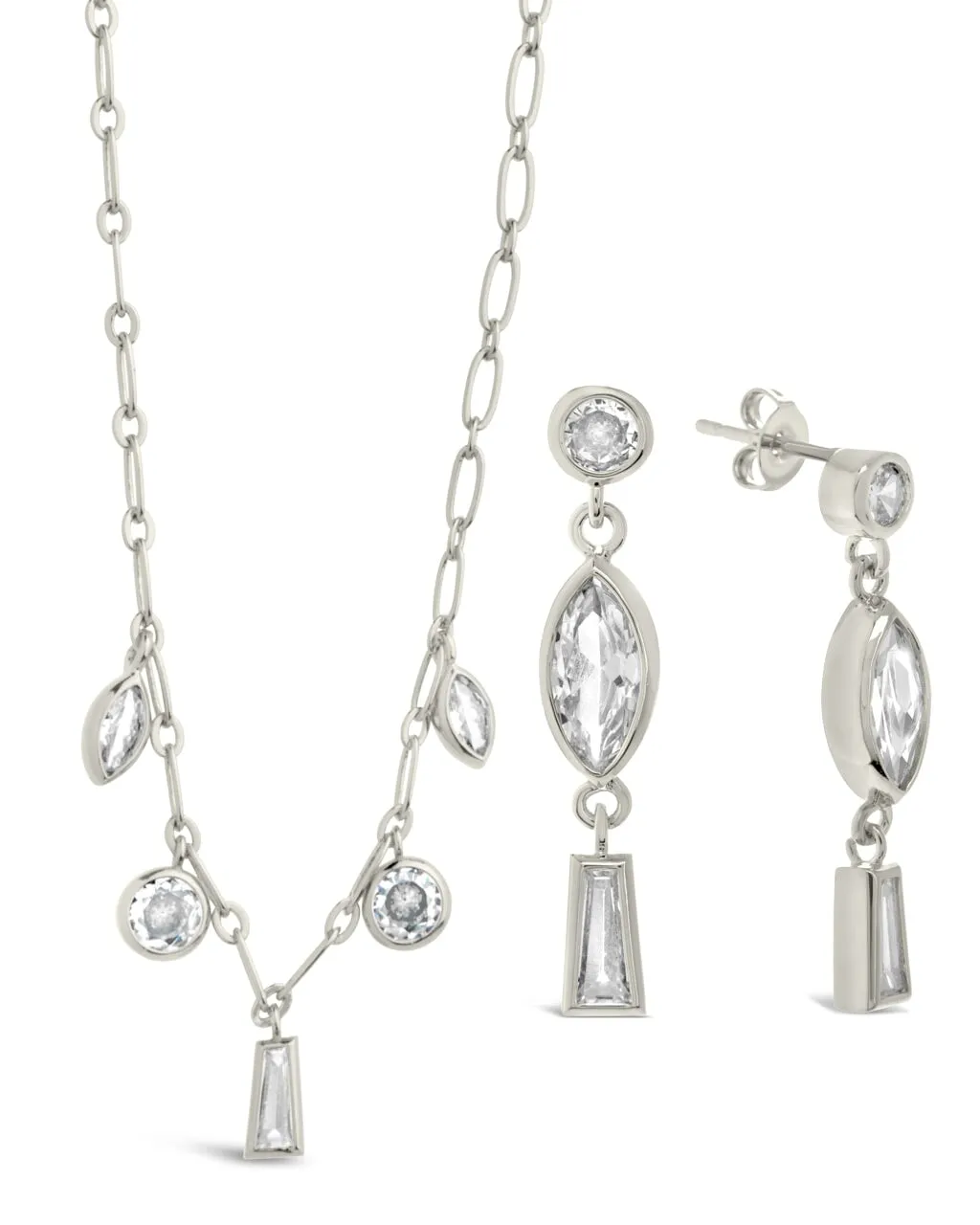Suvi CZ Drop Earrings and Charm Necklace Set
