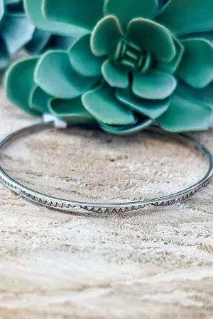 Swoop Etched Silver Bangle