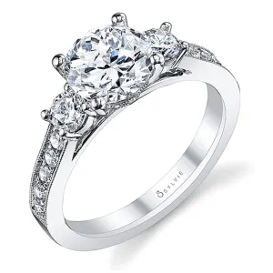 Sylvie Three Stone Diamond Engagement Ring
