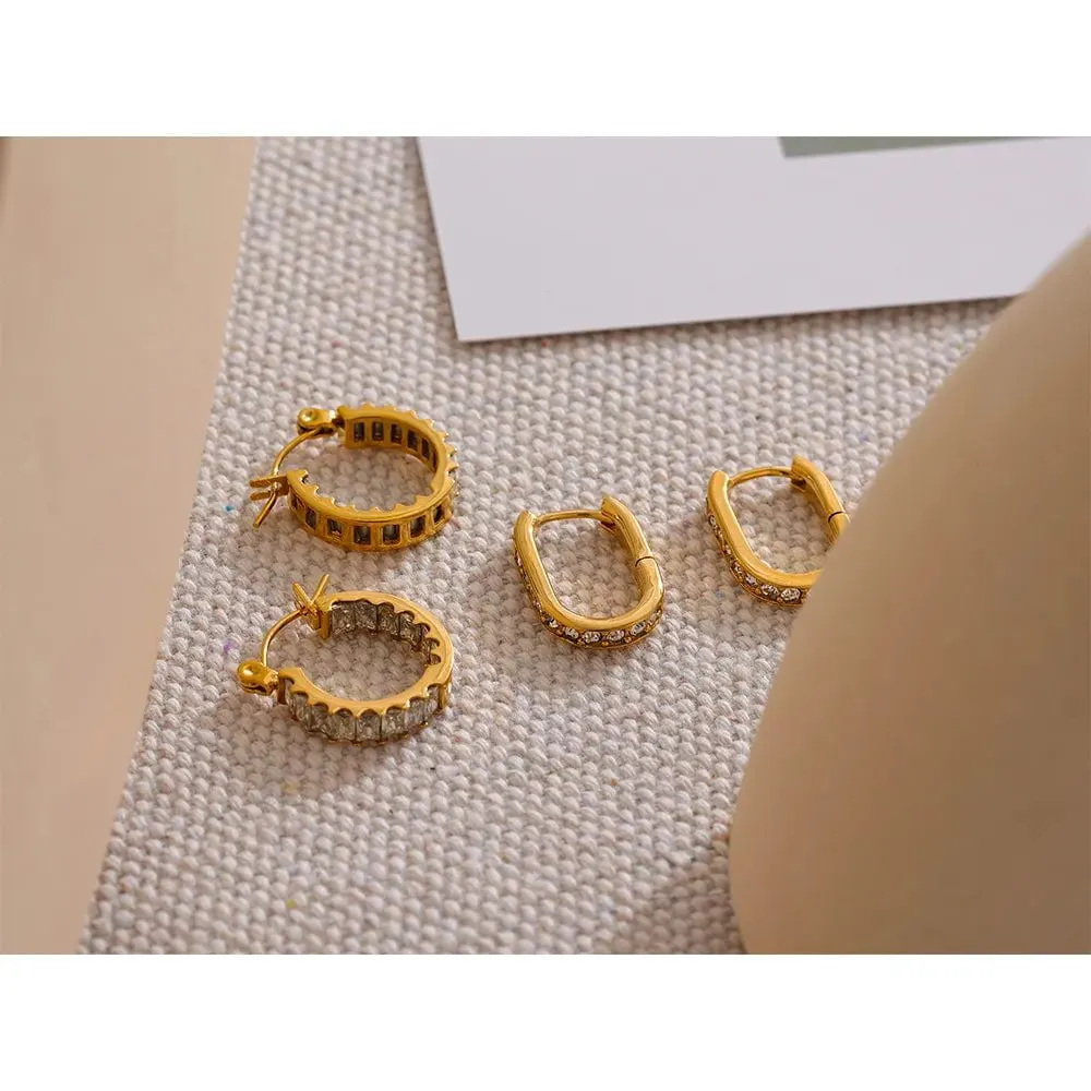 Tarnish Free Exquisite Cubic Zirconia Hoop Huggie Earrings