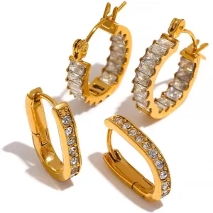 Tarnish Free Exquisite Cubic Zirconia Hoop Huggie Earrings