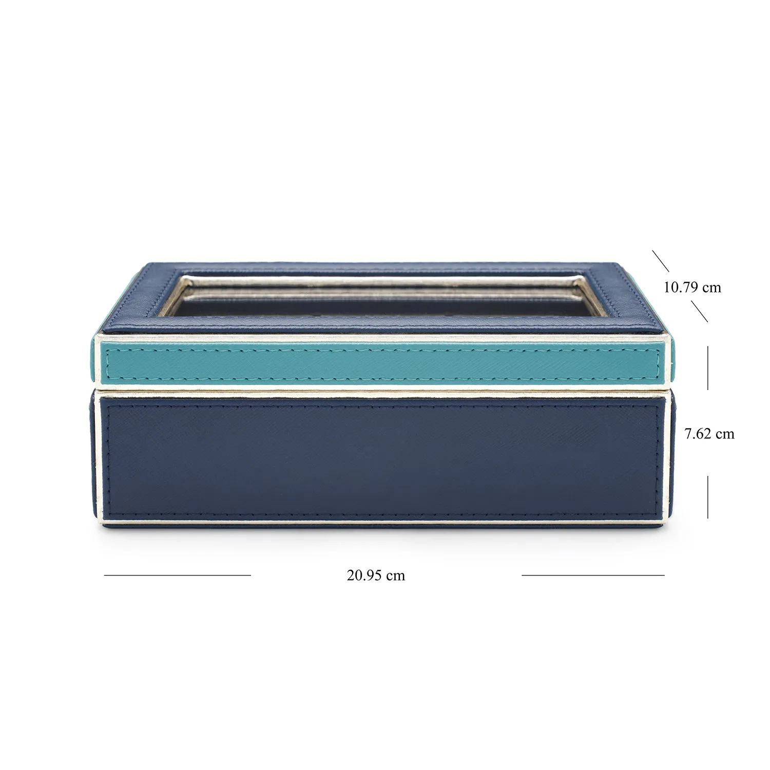 Teal 3 Compartment Faux Leather Watch Box