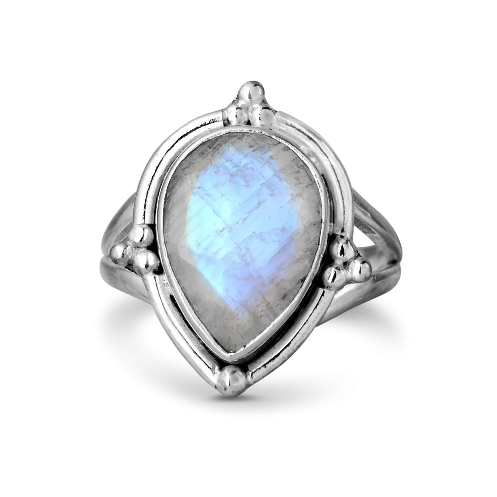 Teardrop Faceted Moonstone Ring