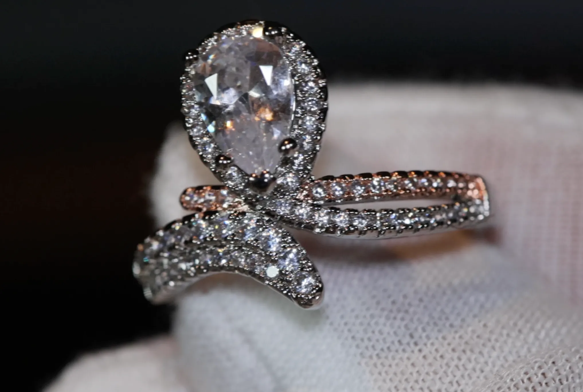 Teardrop Ring | Diamond Snake Ring | Engagement Ring | Pear Cut Diamond Ring | Teardrop Engagement Rings | Pear Shaped Engagement Ring | Pear Ring