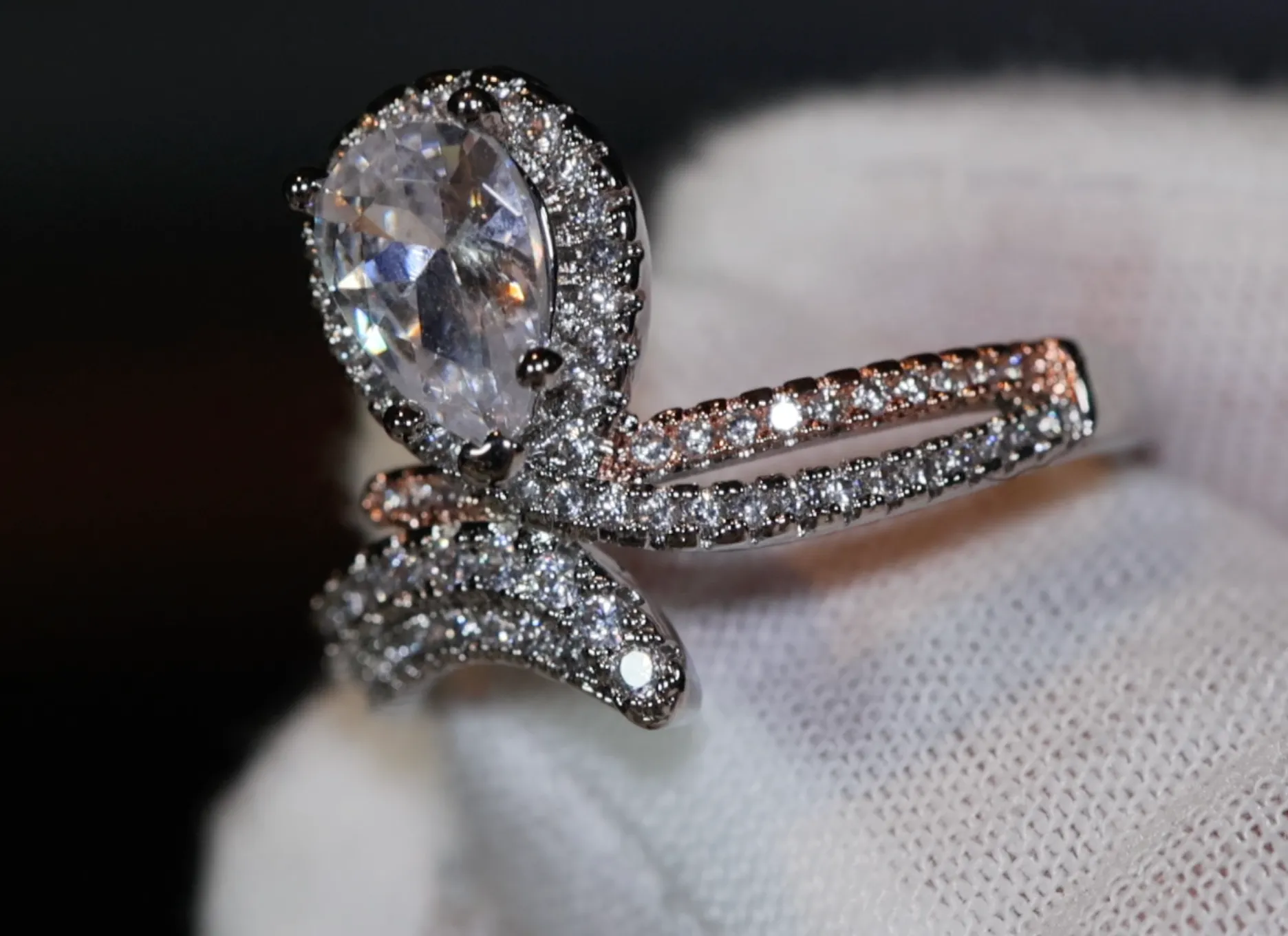 Teardrop Ring | Diamond Snake Ring | Engagement Ring | Pear Cut Diamond Ring | Teardrop Engagement Rings | Pear Shaped Engagement Ring | Pear Ring