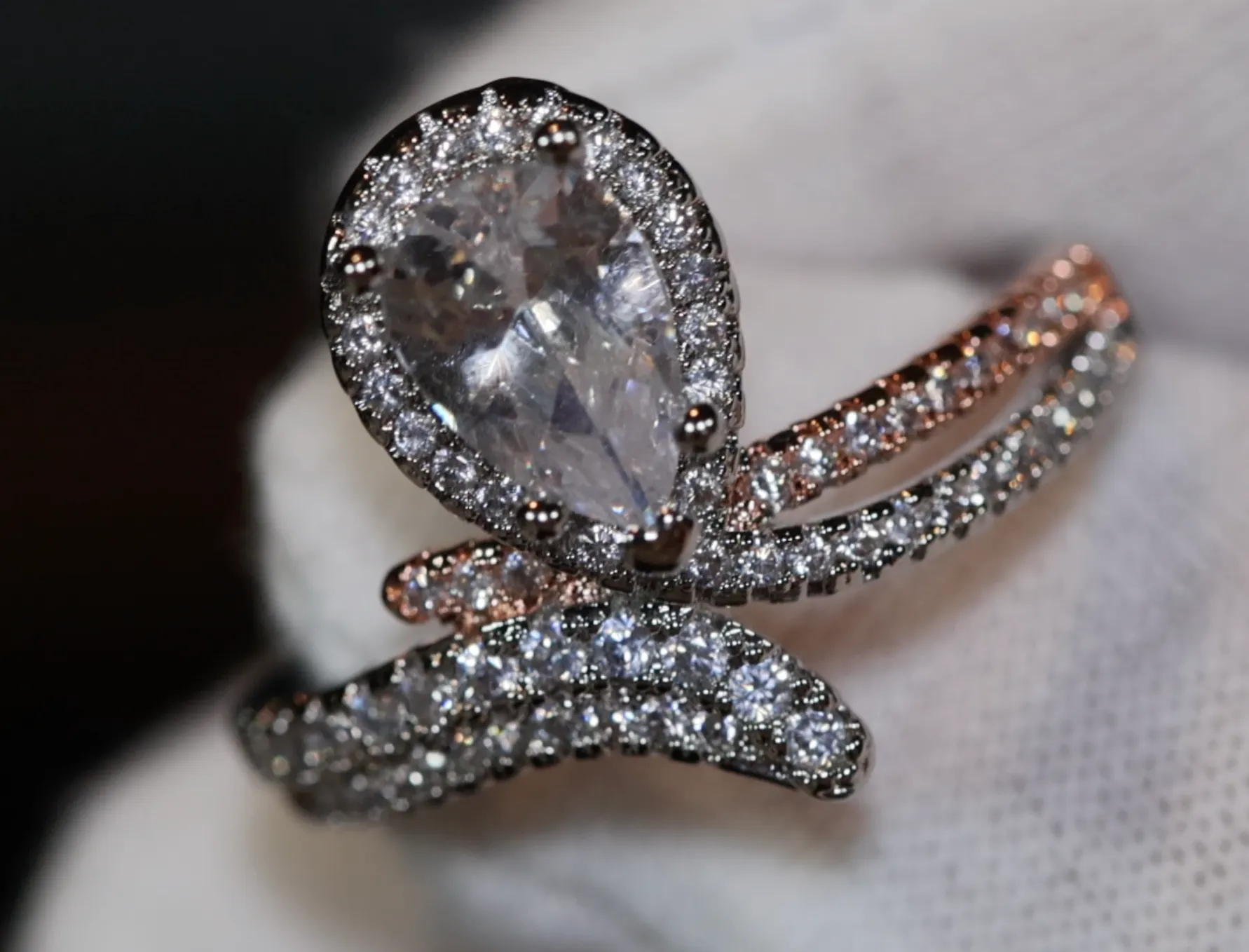Teardrop Ring | Diamond Snake Ring | Engagement Ring | Pear Cut Diamond Ring | Teardrop Engagement Rings | Pear Shaped Engagement Ring | Pear Ring