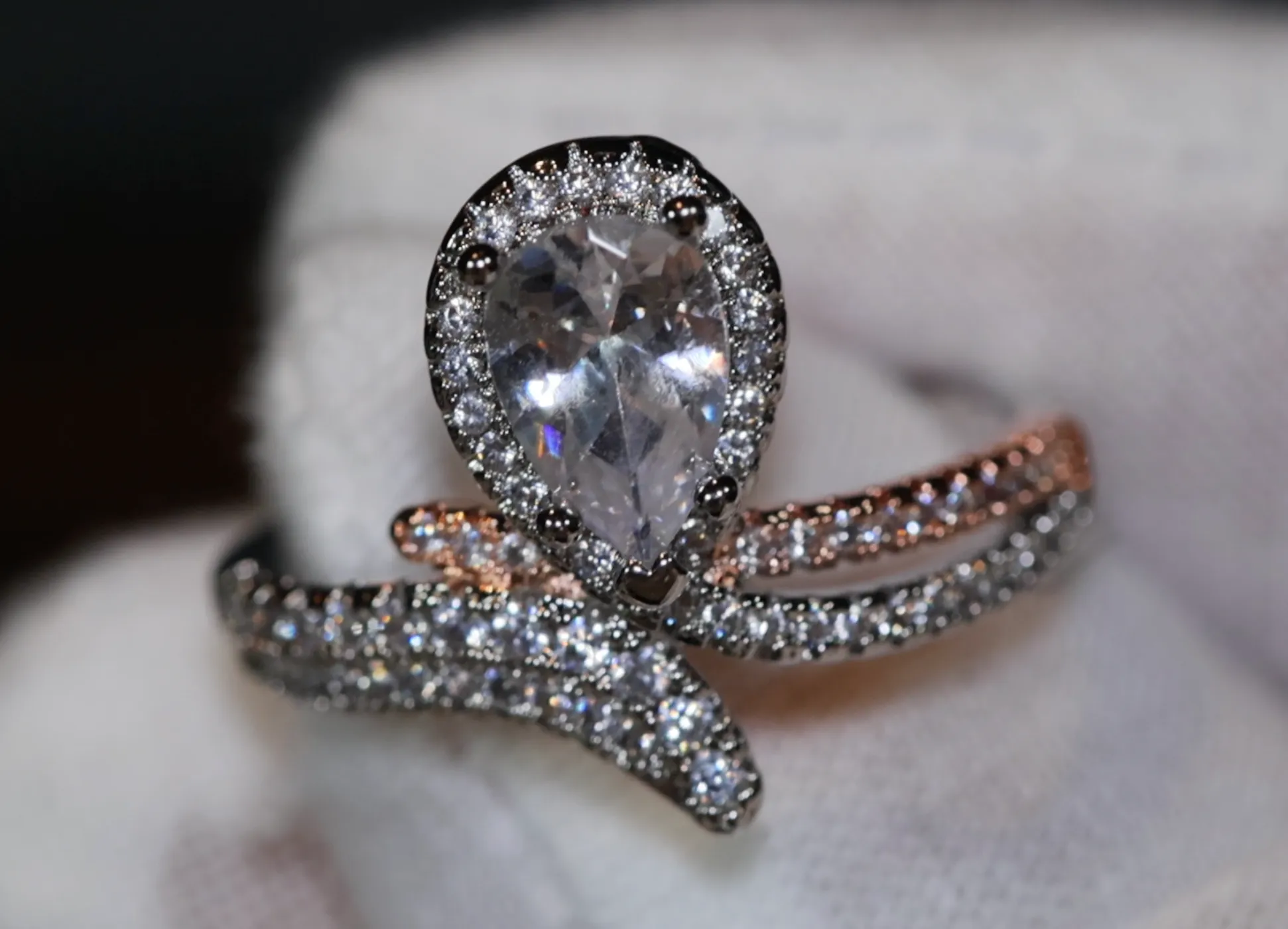 Teardrop Ring | Diamond Snake Ring | Engagement Ring | Pear Cut Diamond Ring | Teardrop Engagement Rings | Pear Shaped Engagement Ring | Pear Ring