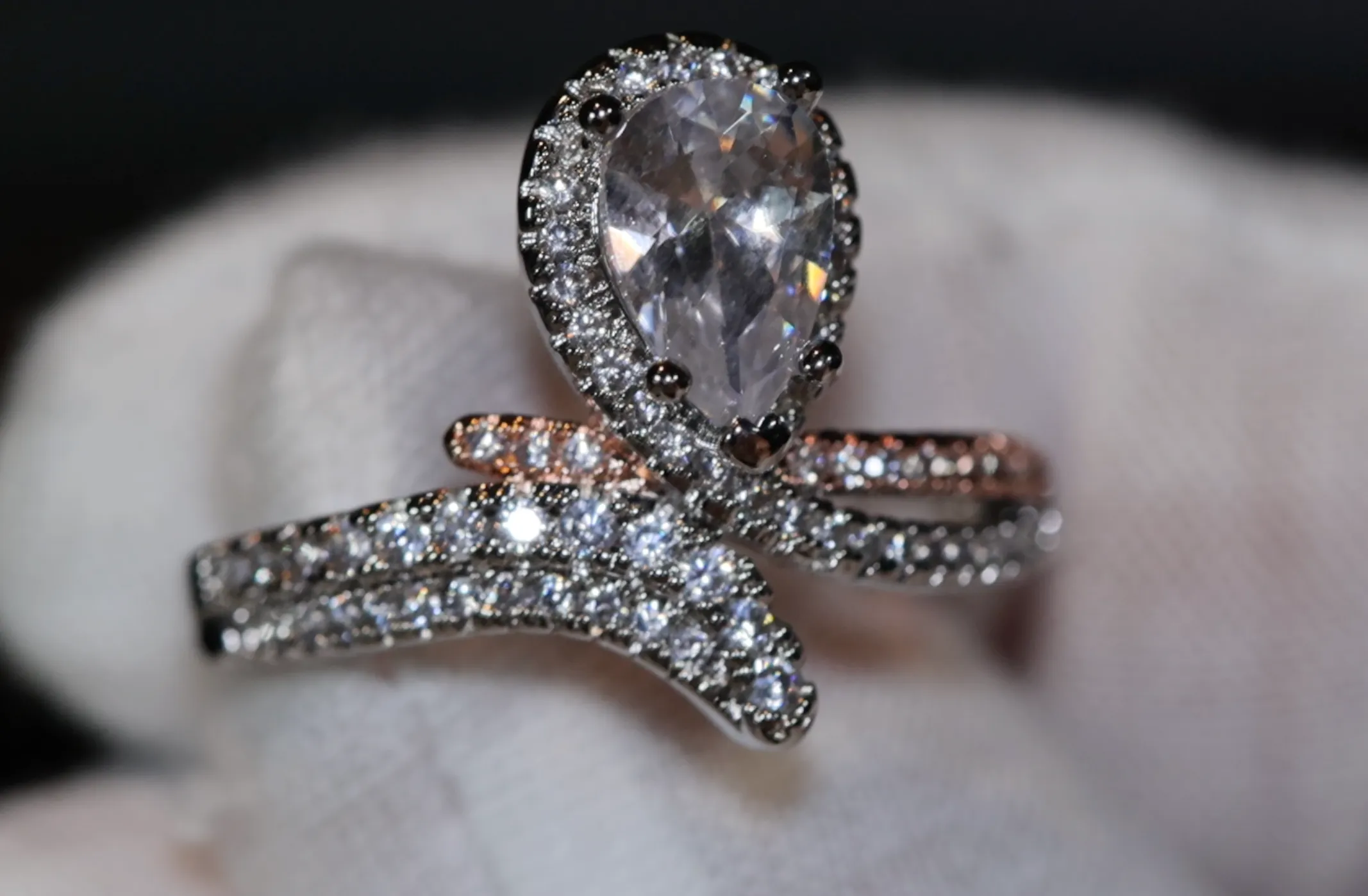 Teardrop Ring | Diamond Snake Ring | Engagement Ring | Pear Cut Diamond Ring | Teardrop Engagement Rings | Pear Shaped Engagement Ring | Pear Ring
