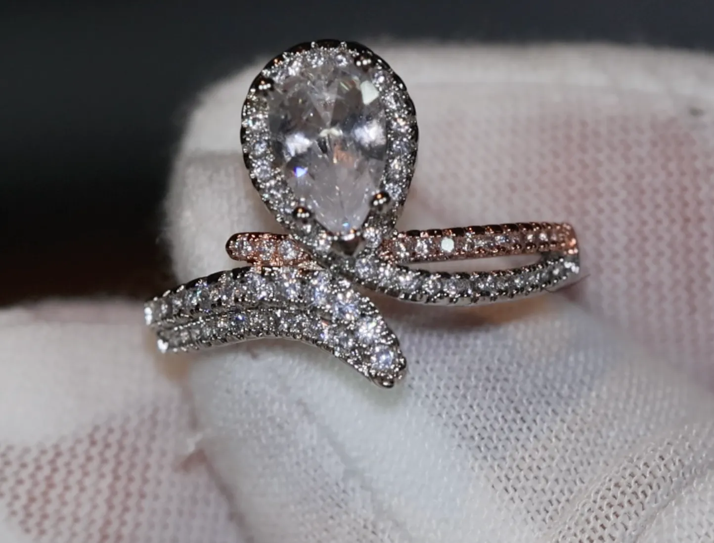 Teardrop Ring | Diamond Snake Ring | Engagement Ring | Pear Cut Diamond Ring | Teardrop Engagement Rings | Pear Shaped Engagement Ring | Pear Ring