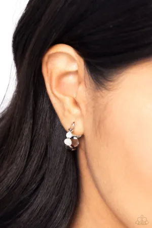 Textured Tease - Silver - Dainty Hammered Disc Paparazzi Tiny Hoop Earrings