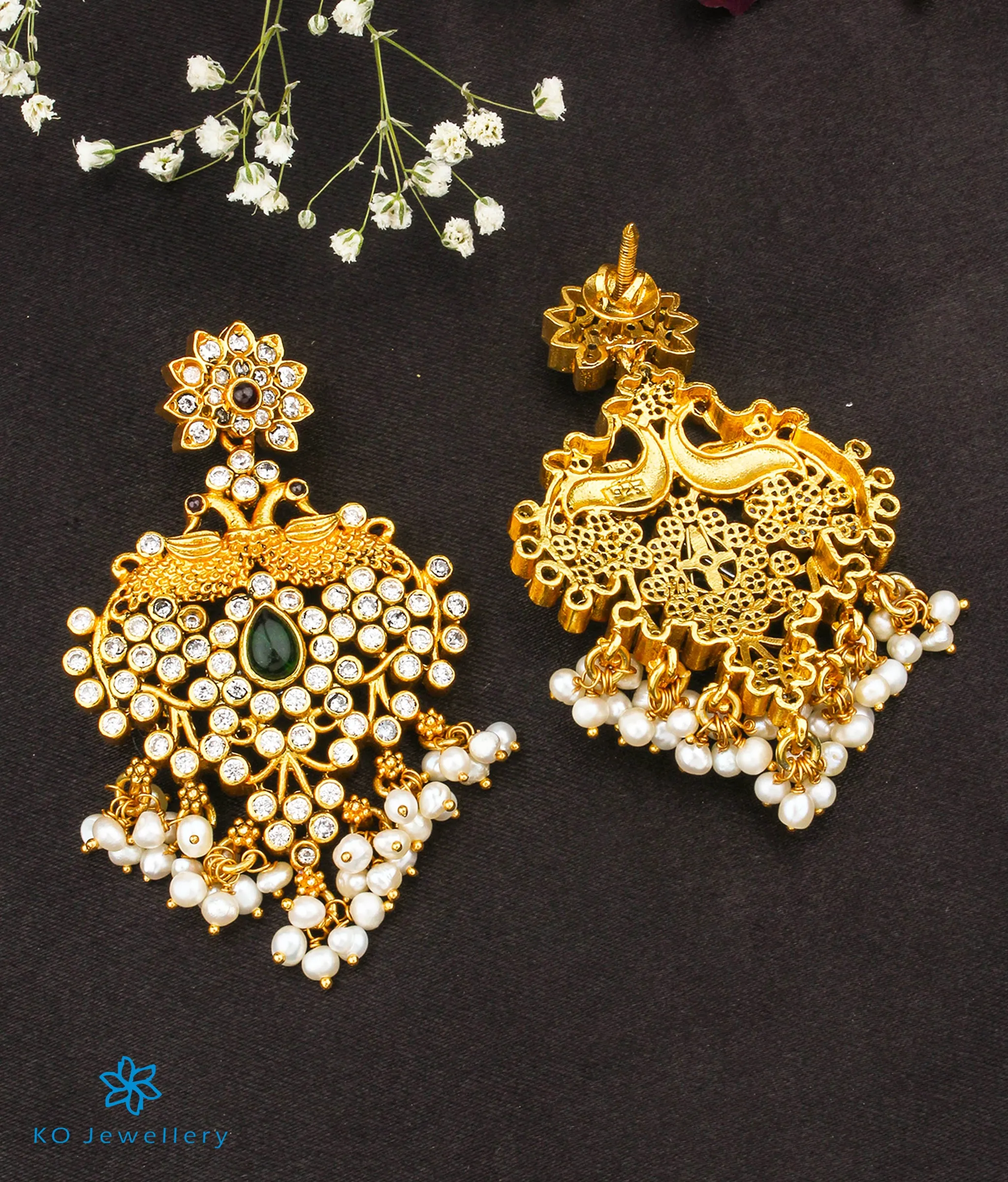 The Mayuram Silver Peacock Earrings