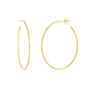 Thin Oval Post Hoop Earrings