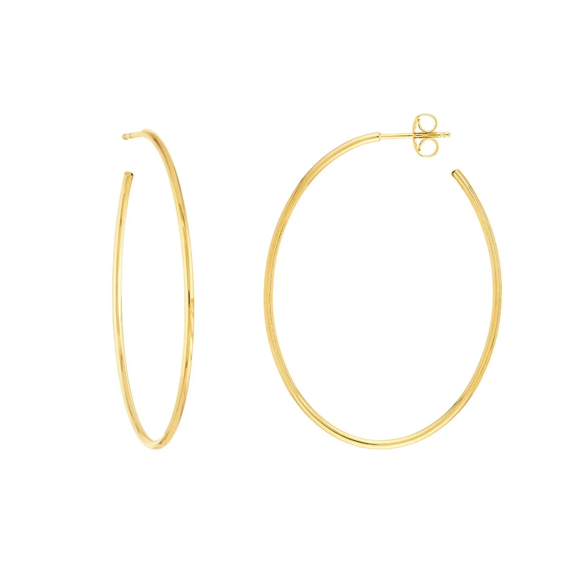 Thin Oval Post Hoop Earrings