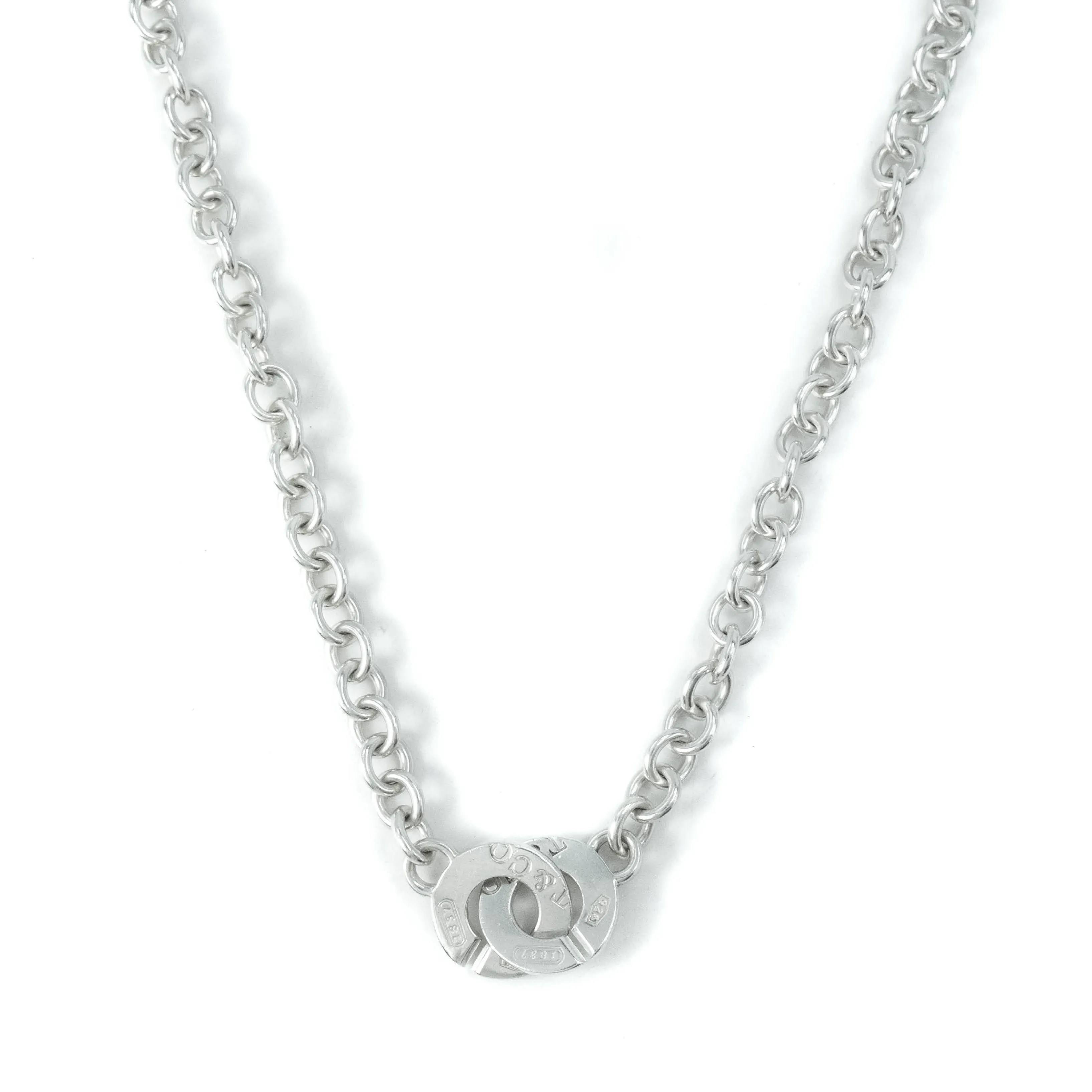 Tiffany & Co 1837 Interlocking Circles Sterling Silver Choker Necklace -16"