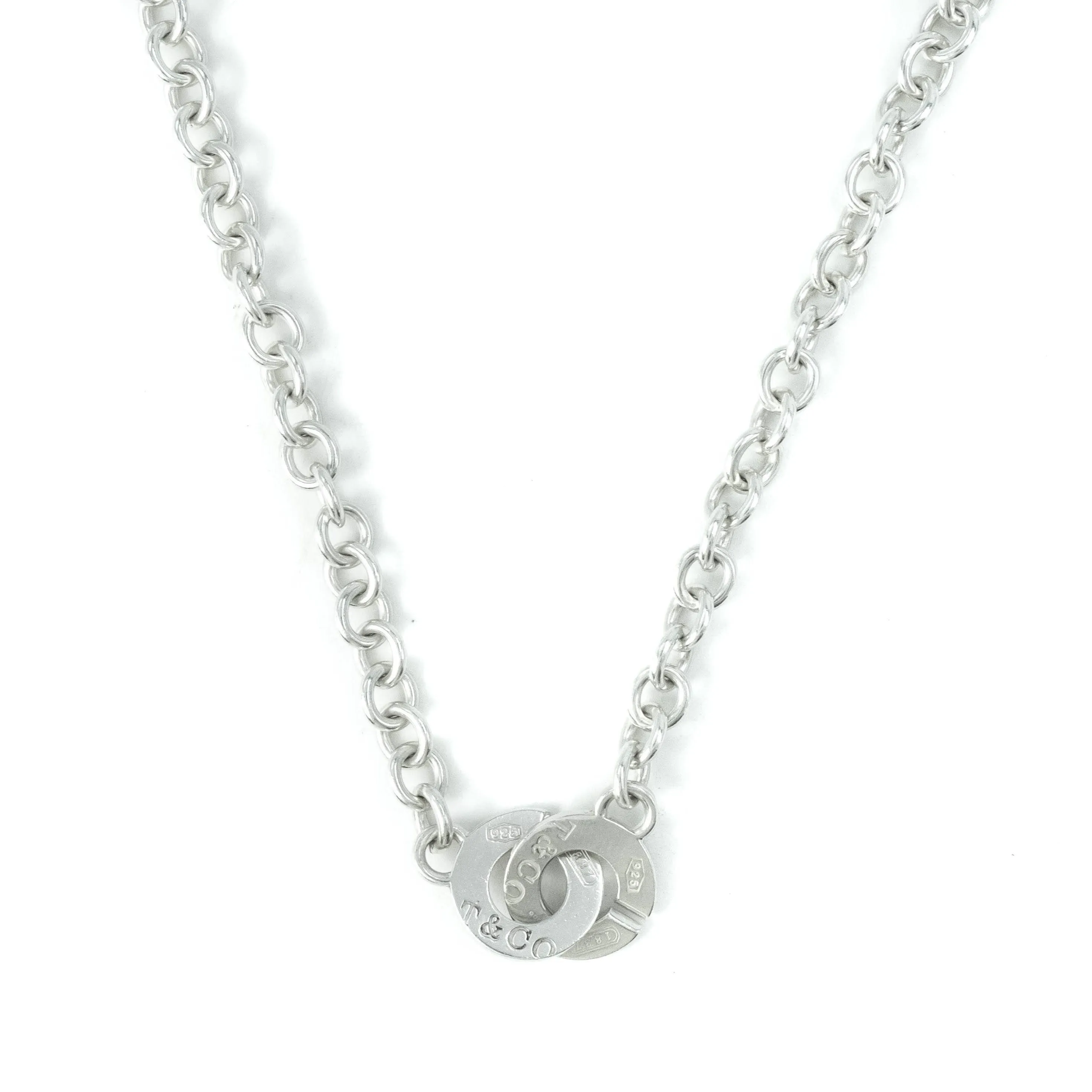 Tiffany & Co 1837 Interlocking Circles Sterling Silver Choker Necklace -16"