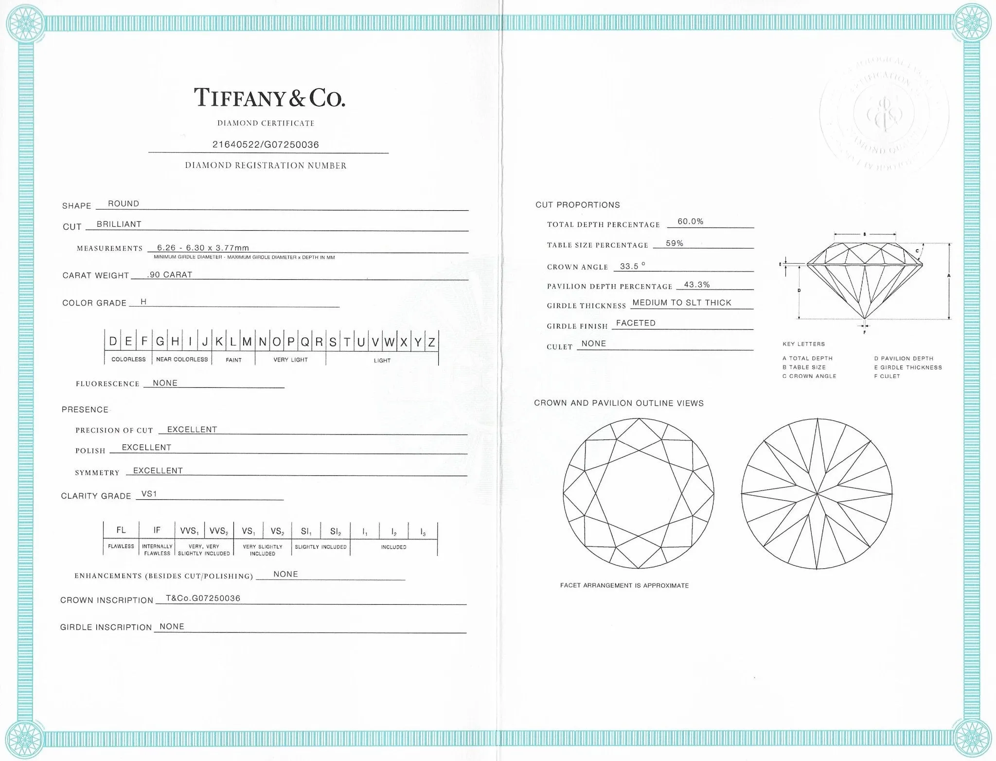 Tiffany & Co. Contemporary  0.90 CTW Diamond Platinum Engagement Ring GIA